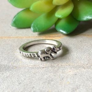 Tiny Dainty Silver Elephant Minimalist Boho Ring 7